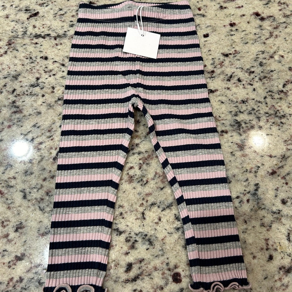 Name It Striped Pink and Black Ribbed Leggings size 9 to 12 months